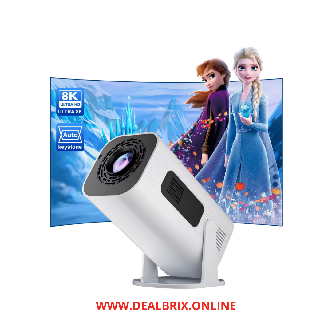 DealBrix P330W Mini Projector – 4K & 8K Support | Android 11 | 280 ANSI | WiFi 6 + BT5.0 | Portable Home Cinema